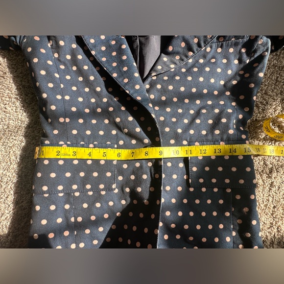 EUC Smythe The Lounge Blazer in Sporty Polka Dot Jacquard Navy Cotton Blend - Picture 6 of 13